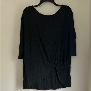 Cupio Charcoal Long Sleeve Knot Top